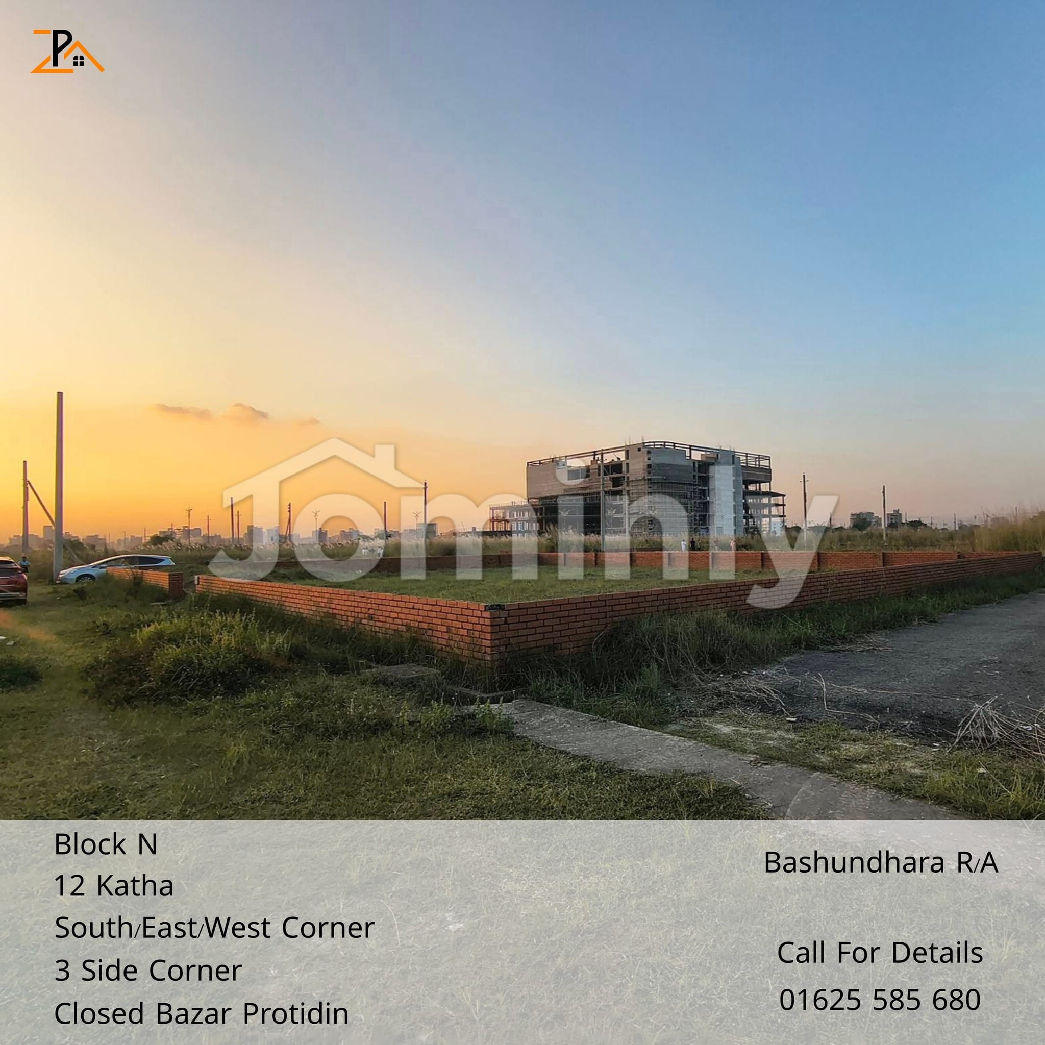12 Katha 3-Side Corner Residential Plot for Sale in Block N, Bashundhara R/A | Near Bazar Protidin