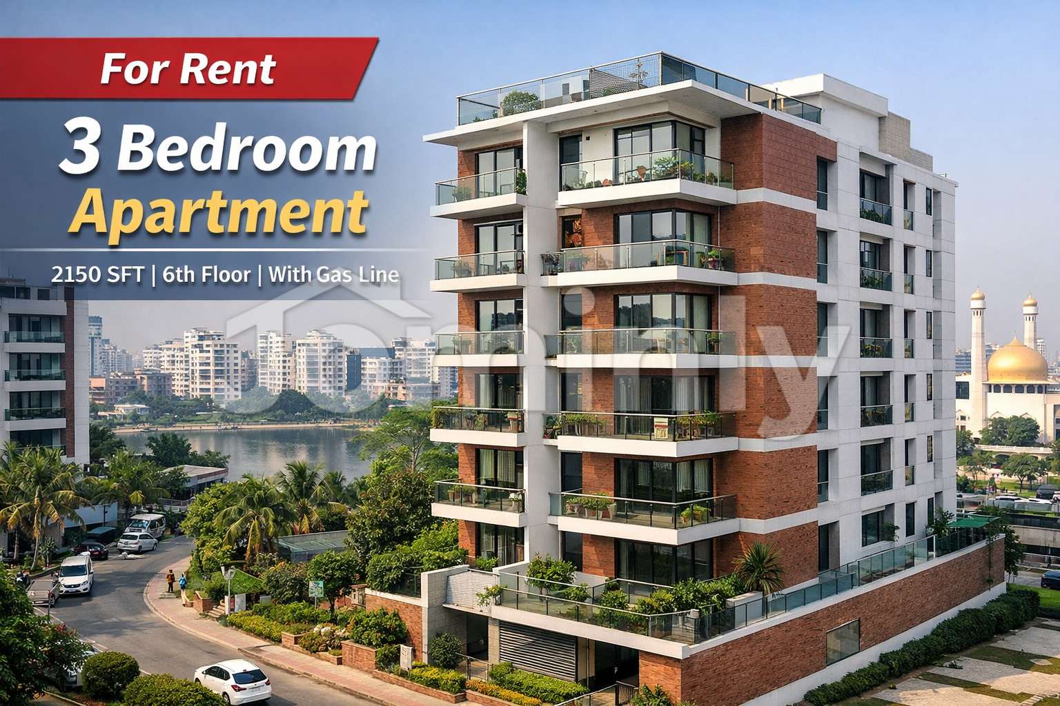 3 Bedroom Apartment for Rent in Bashundhara R/A D Block | 2150 SFT | 6th Floor with Gas Line