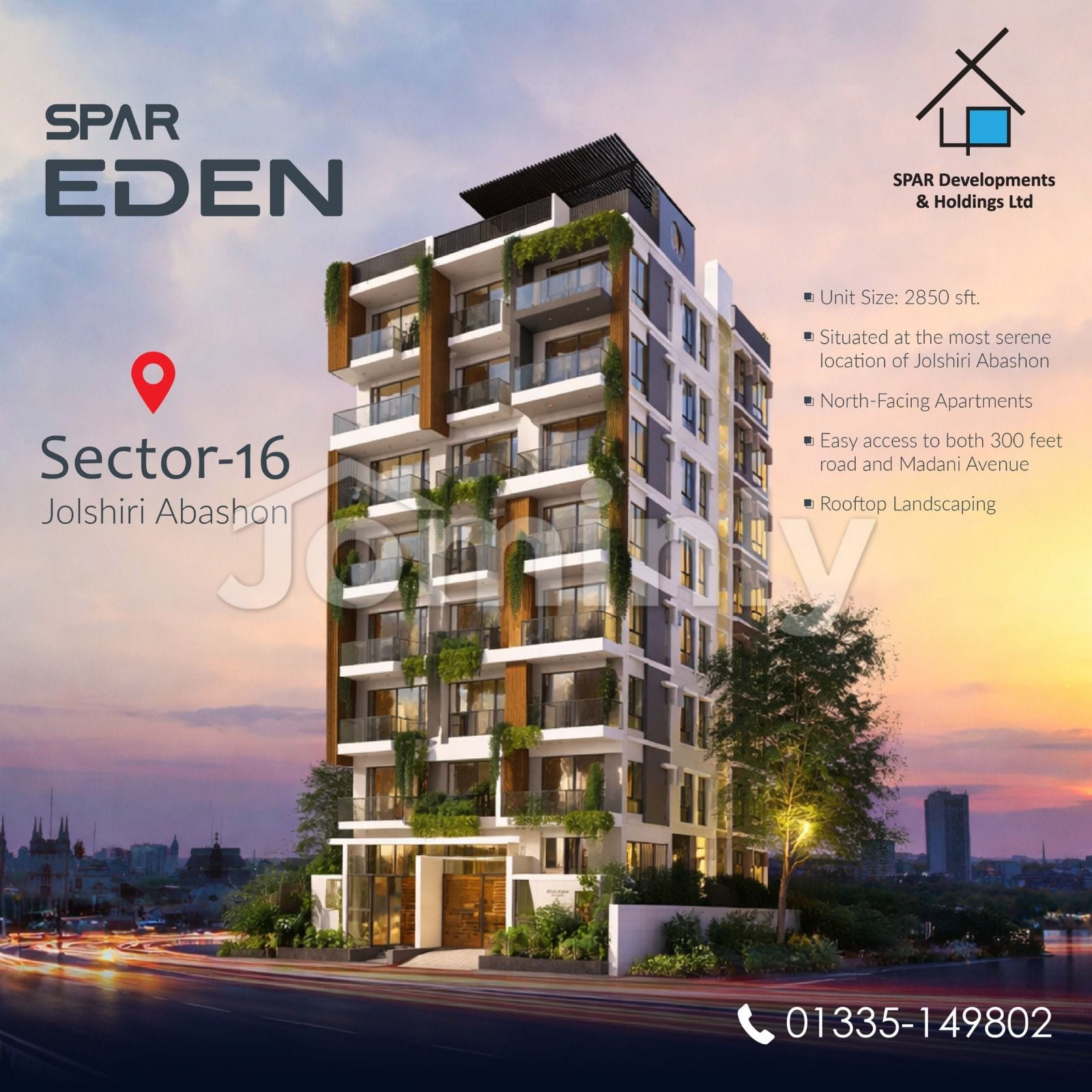 Premium 2,850 Sft North-Facing Apartment for Sale at Jolshiri Abashon Sector-16