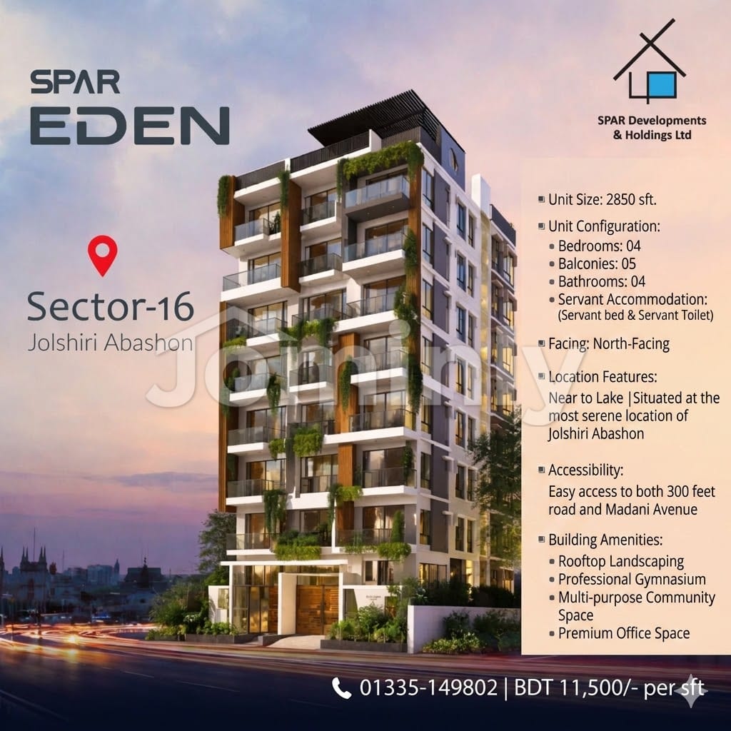 Premium 2,850 Sft North-Facing Apartment for Sale at Jolshiri Abashon Sector-16 - 2