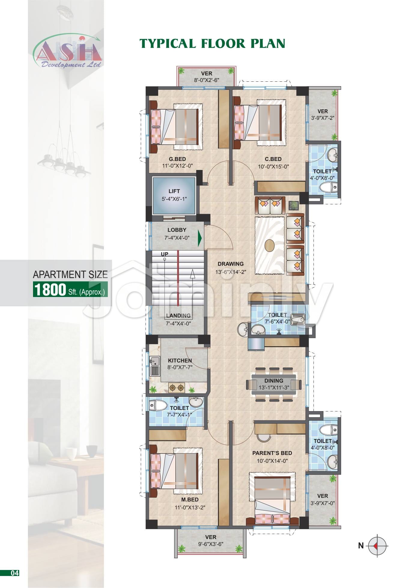 G+7 Ongoing 1,800 SQFT Single-Unit Luxury Apartment @ Mirpur 60 Feet - 2