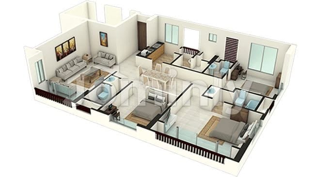 Luxury 1,673 Sq. Ft. 3-Bedroom Apartments for Sale in Bijoy Rakeen City Condominium, Mirpur-15 - 2