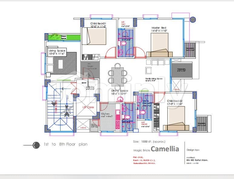 1550 Sqft Brand New Ongoing South-Facing Flat for Sale | Block I, Basundhara R/A | 3 Bed, 3 Bath, 3 Balcony, Lift & Parking Included - 4