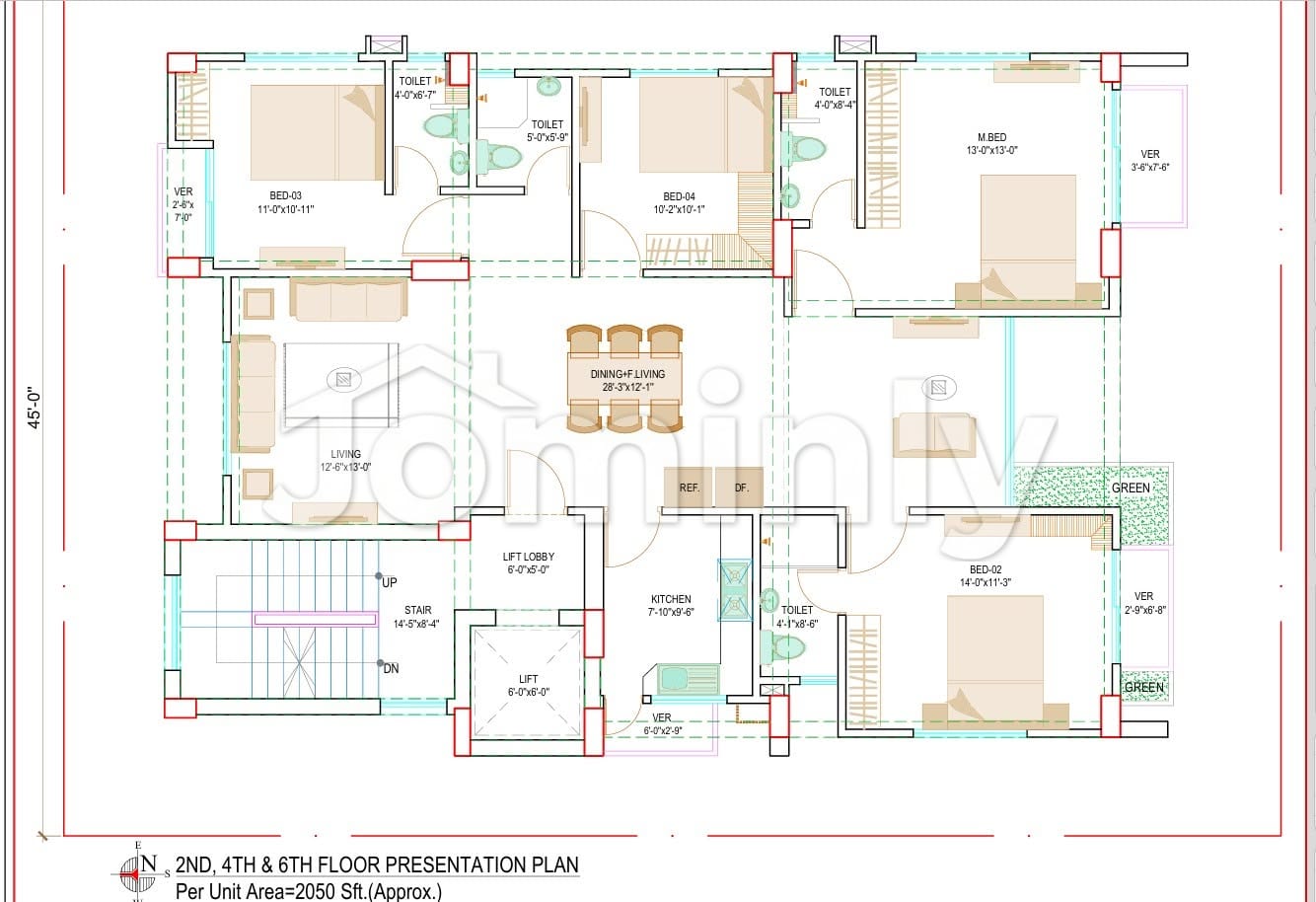 2050 Sqft Brand New Ongoing South-Facing Flat for Sale | Block I, Basundhara R/A | 4 Bed, 4 Bath, 4 Balcony, Lift & Parking Included - 5