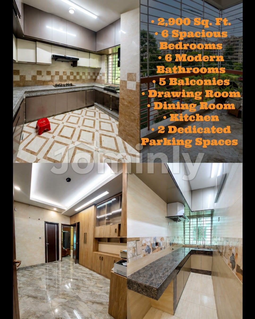 2900 SQFT 6-Bedroom Ready Luxury Apartment for Sale | 40 FT Road, Bosila City Housing | 5th Floor (16 Katha Plot) | 40 FT Front Road | 6 Beds, 6 Baths, 5 Balconies, Kids' Zone & 2 Dedicated Parkings - 3