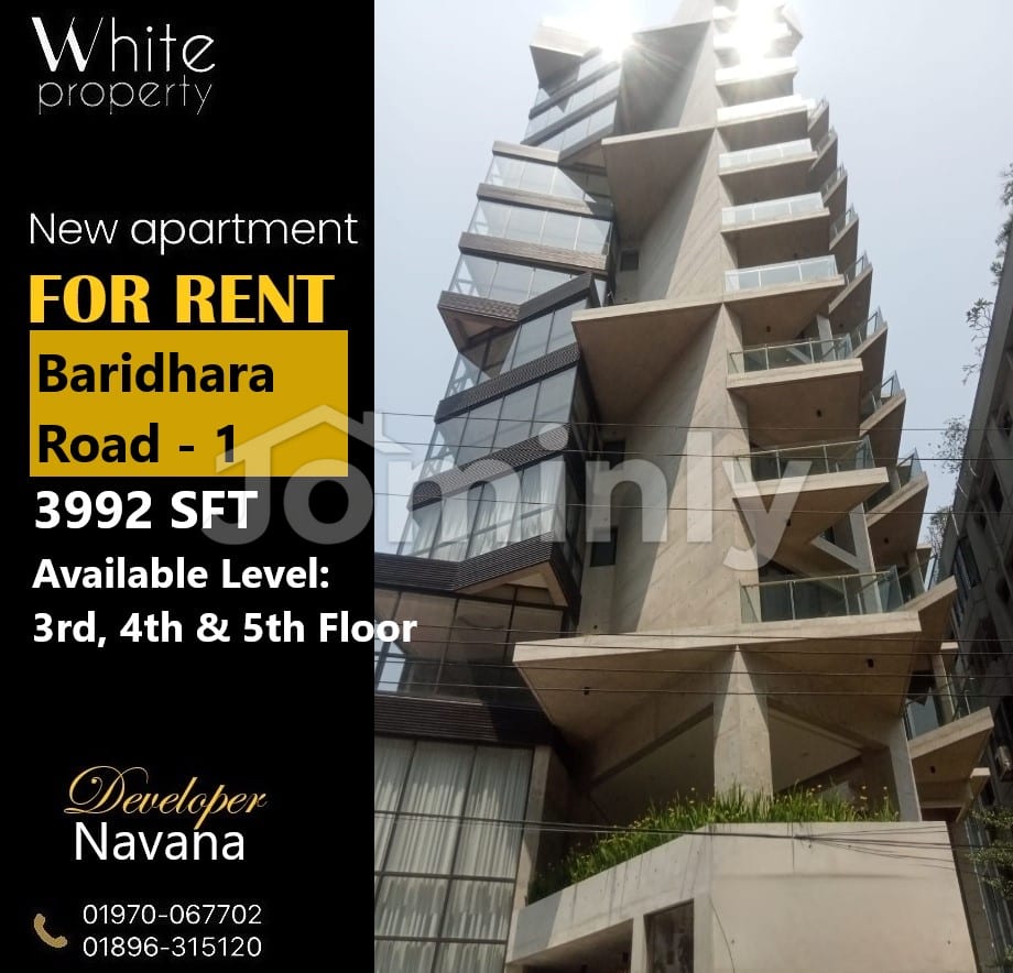 Brand New Modern Luxury Apartment for Rent in Baridhara Diplomatic Zone | Road 1 | Separate Drawing, Dining, Family Living & Balconies