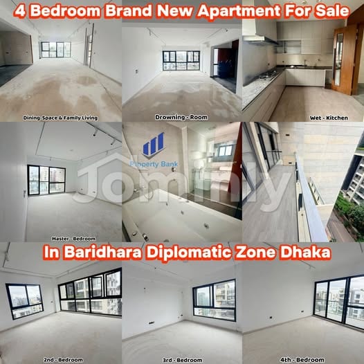 4090 Sqft Brand New South-Facing 4-Bedroom Luxury Marble Apartment (5th Floor) for Sale in Block-K Baridhara Diplomatic Zone