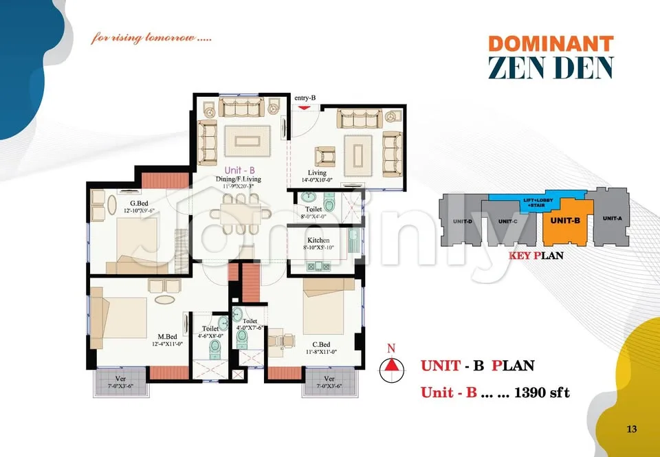 1390 Sqft Ongoing Unit-B Apartment for Sale | Dominant Zen Den, Priyanka Runway City, Uttara | RAJUK Approved - 2