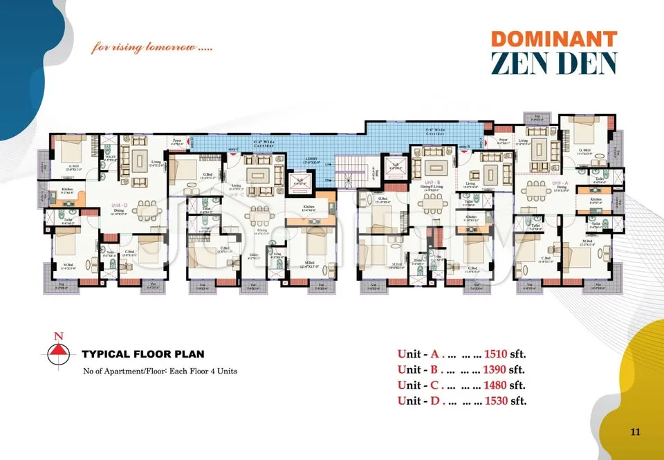 1390 Sqft Ongoing Unit-B Apartment for Sale | Dominant Zen Den, Priyanka Runway City, Uttara | RAJUK Approved - 3