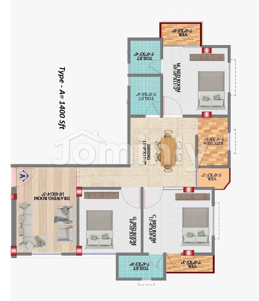 1400 Sqft Semi-Ready 3-Bed Apartment for Sale | Dominant Ali Dais Squire, East Rampura | Near Rampura High School - 5