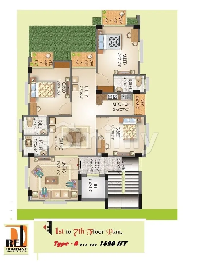 1620 Sqft North Facing Single Unit Ready Apartment For Sale In Block F Aftabnagar Dhaka - 4