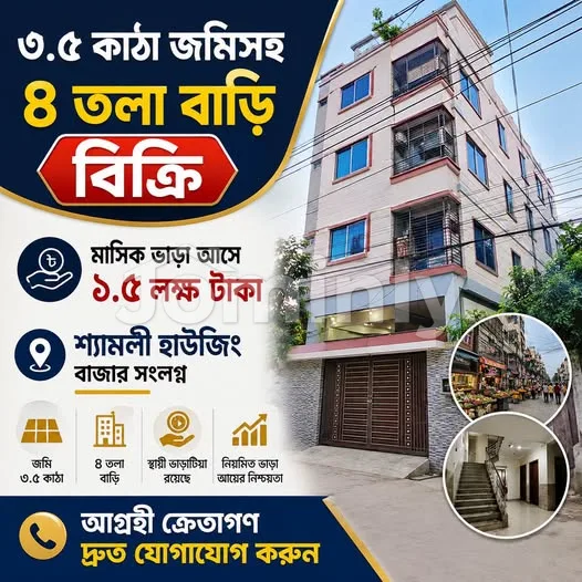 3.5 Katha Land with 4-Storied Building for Sale | Shyamoli Housing | Rental Income BDT 1.5 Lakh per Month