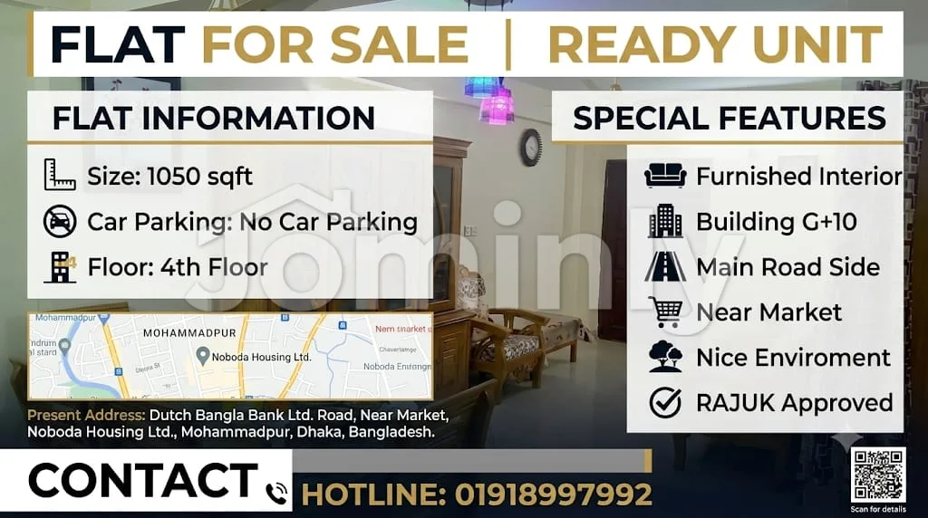 Rajuk Approved 1050 Sq Ft South Facing Flat for Sale | Nobodoy Housing Mohammadpur - 3